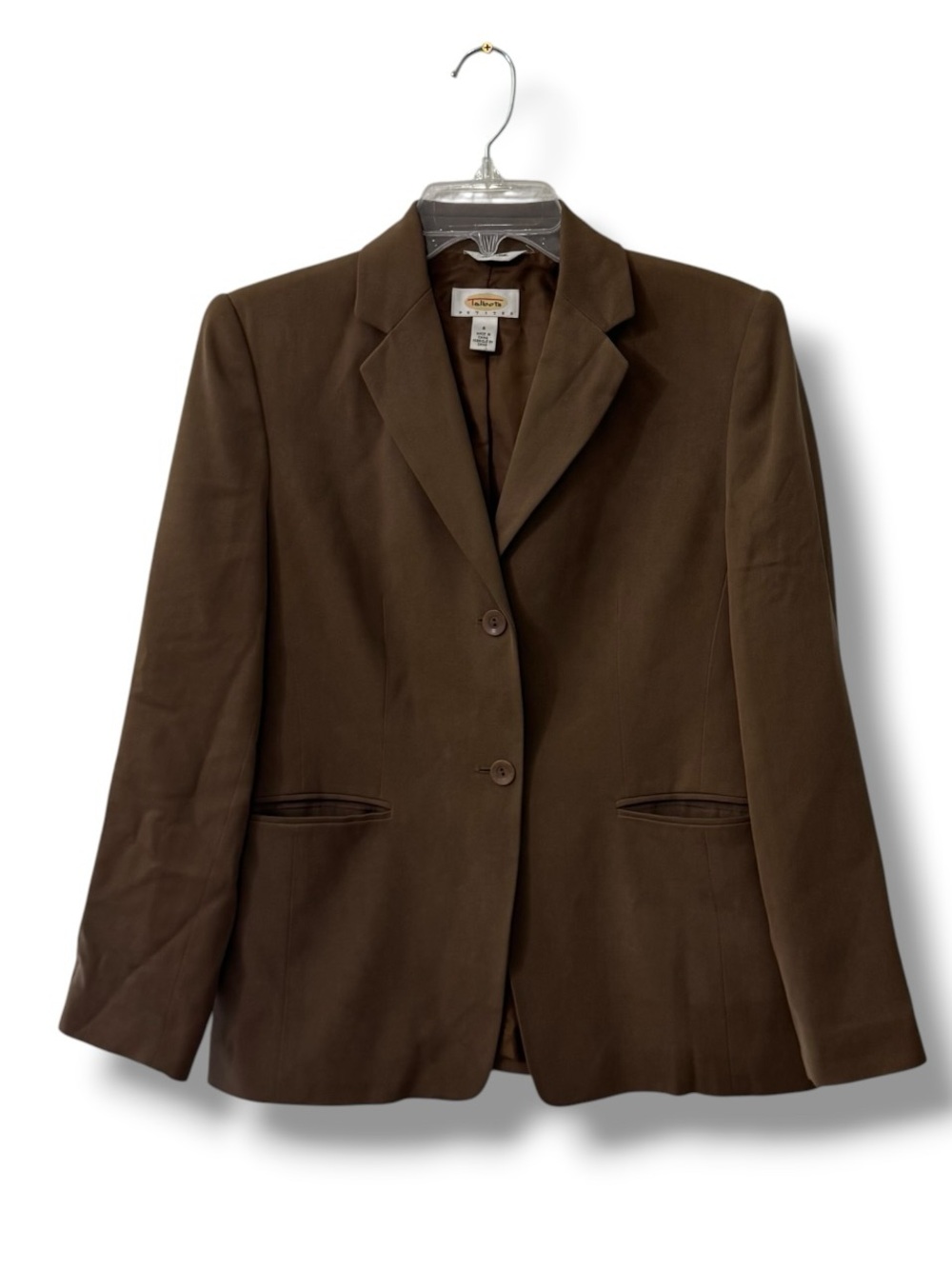 Talbots Petite Pure Silk Blazer Size 6P Brown Single Breasted Career Jacket
